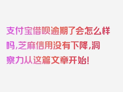 支付宝借呗逾期了会怎么样吗,芝麻信用没有下降，洞察力从这篇文章开始！