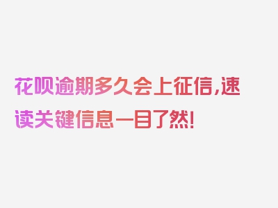 花呗逾期多久会上征信，速读关键信息一目了然！