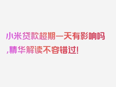 小米贷款超期一天有影响吗，精华解读不容错过！