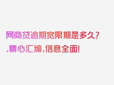 网商贷逾期宽限期是多久?，精心汇编，信息全面！