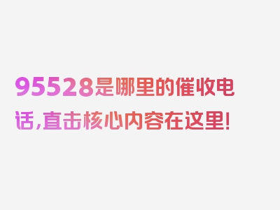 95528是哪里的催收电话，直击核心内容在这里！