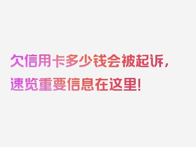 欠信用卡多少钱会被起诉，速览重要信息在这里！