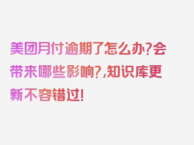 美团月付逾期了怎么办?会带来哪些影响?,知识库更新不容错过！