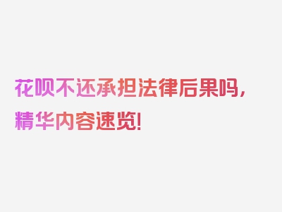 花呗不还承担法律后果吗，精华内容速览！