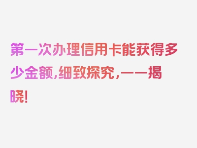 第一次办理信用卡能获得多少金额，细致探究，一一揭晓！