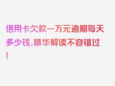 信用卡欠款一万元逾期每天多少钱，精华解读不容错过！