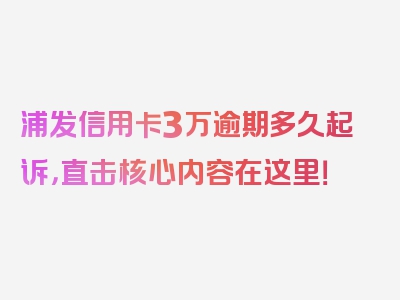 浦发信用卡3万逾期多久起诉，直击核心内容在这里！