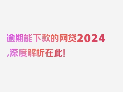 逾期能下款的网贷2024，深度解析在此！