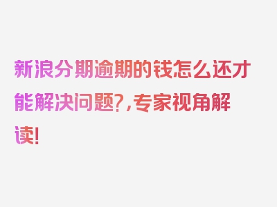 新浪分期逾期的钱怎么还才能解决问题?，专家视角解读！