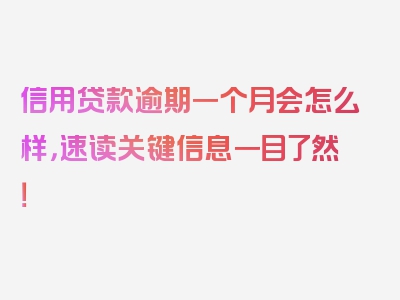 信用贷款逾期一个月会怎么样，速读关键信息一目了然！