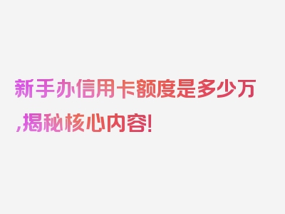 新手办信用卡额度是多少万，揭秘核心内容！