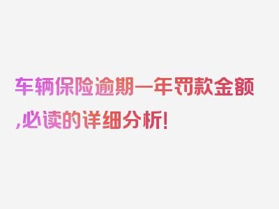 车辆保险逾期一年罚款金额，必读的详细分析！