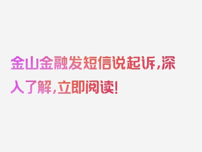 金山金融发短信说起诉，深入了解，立即阅读！