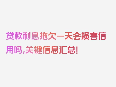 贷款利息拖欠一天会损害信用吗，关键信息汇总！