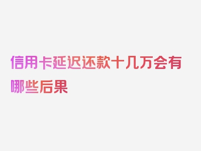 信用卡延迟还款十几万会有哪些后果