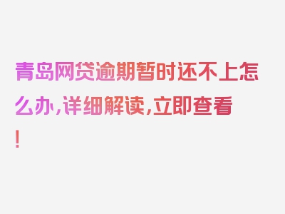 青岛网贷逾期暂时还不上怎么办，详细解读，立即查看！