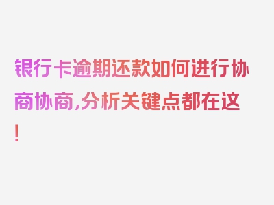 银行卡逾期还款如何进行协商协商，分析关键点都在这！