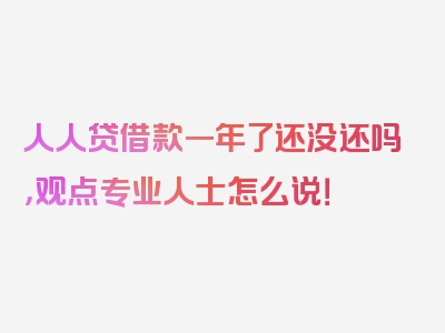 人人贷借款一年了还没还吗，观点专业人士怎么说！