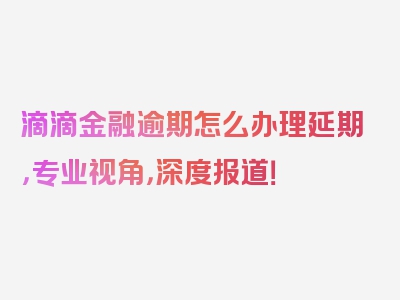 滴滴金融逾期怎么办理延期，专业视角，深度报道！