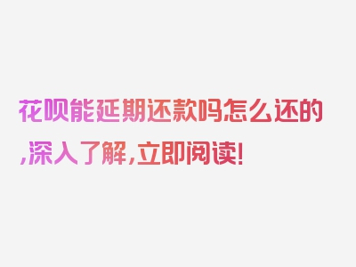 花呗能延期还款吗怎么还的，深入了解，立即阅读！