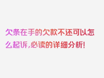 欠条在手的欠款不还可以怎么起诉，必读的详细分析！