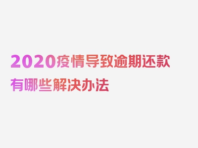 2020疫情导致逾期还款有哪些解决办法