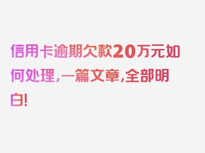 信用卡逾期欠款20万元如何处理，一篇文章，全部明白！