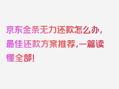 京东金条无力还款怎么办,最佳还款方案推荐，一篇读懂全部！