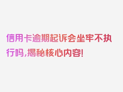 信用卡逾期起诉会坐牢不执行吗，揭秘核心内容！