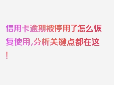 信用卡逾期被停用了怎么恢复使用，分析关键点都在这！