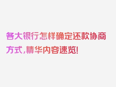 各大银行怎样确定还款协商方式，精华内容速览！