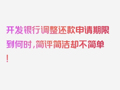 开发银行调整还款申请期限到何时，简评简洁却不简单！