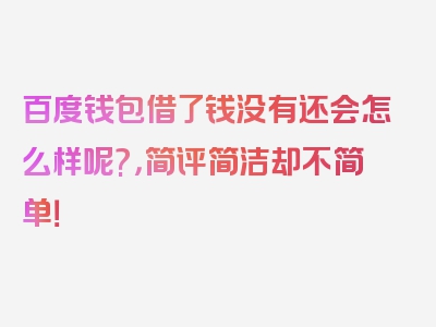 百度钱包借了钱没有还会怎么样呢?，简评简洁却不简单！