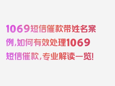 1069短信催款带姓名案例,如何有效处理1069短信催款，专业解读一览！