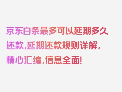 京东白条最多可以延期多久还款,延期还款规则详解，精心汇编，信息全面！