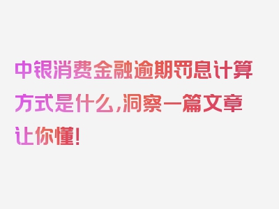 中银消费金融逾期罚息计算方式是什么，洞察一篇文章让你懂！