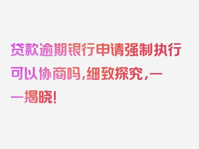 贷款逾期银行申请强制执行可以协商吗，细致探究，一一揭晓！