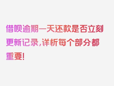 借呗逾期一天还款是否立刻更新记录，详析每个部分都重要！