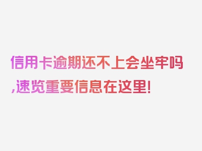 信用卡逾期还不上会坐牢吗，速览重要信息在这里！