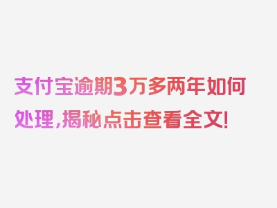 支付宝逾期3万多两年如何处理，揭秘点击查看全文！