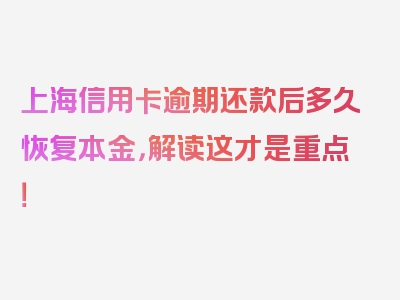 上海信用卡逾期还款后多久恢复本金，解读这才是重点！