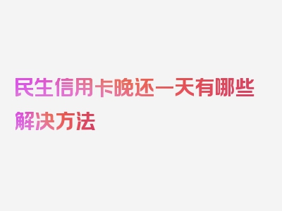 民生信用卡晚还一天有哪些解决方法