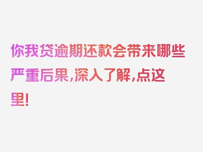 你我贷逾期还款会带来哪些严重后果，深入了解，点这里！