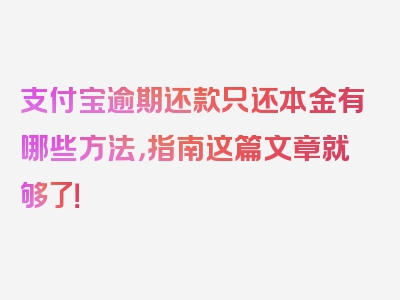 支付宝逾期还款只还本金有哪些方法，指南这篇文章就够了！