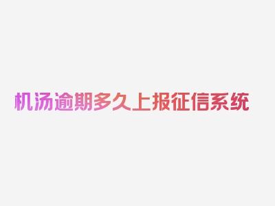 机汤逾期多久上报征信系统