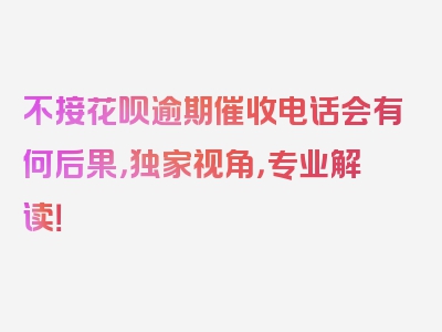 不接花呗逾期催收电话会有何后果，独家视角，专业解读！