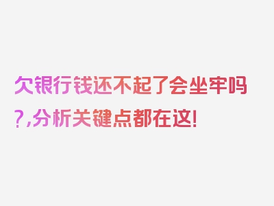 欠银行钱还不起了会坐牢吗?，分析关键点都在这！