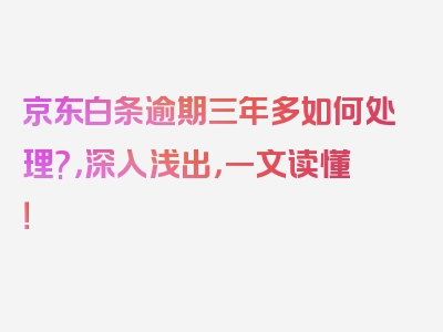 京东白条逾期三年多如何处理?，深入浅出，一文读懂！