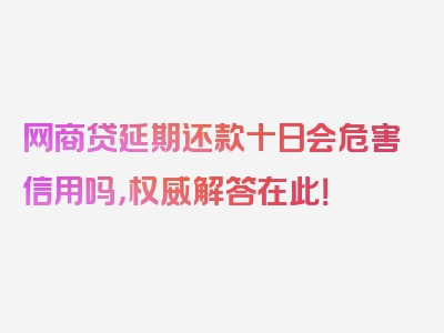 网商贷延期还款十日会危害信用吗，权威解答在此！