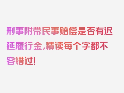 刑事附带民事赔偿是否有迟延履行金，精读每个字都不容错过！